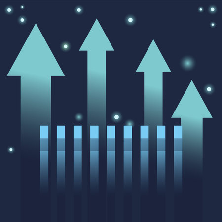 bars chart with increase arrows gradient style icon design, Data analysis and information theme Vector illustrationのイラスト素材