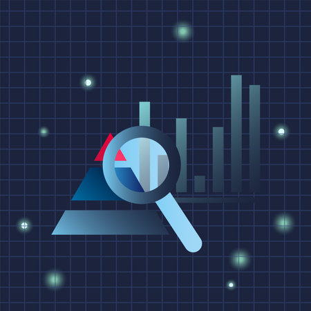 bars pyramid chart and lupe gradient style icon design, Data analysis and information theme Vector illustrationのイラスト素材