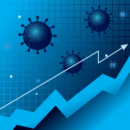 virus stats increase arrow gradient style icon design, Data analysis and information theme Vector illustrationのイラスト素材