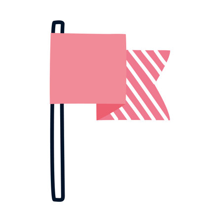 flag icon over white background, half line half color style, vector illustrationのイラスト素材