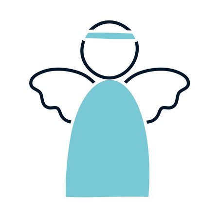 angel icon over white background, half line half color style, vector illustrationのイラスト素材