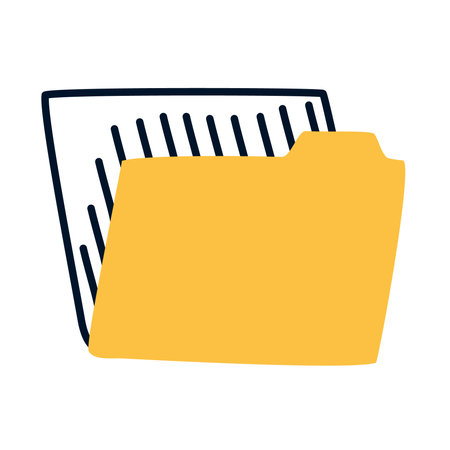 file folder icon over white background, half line half color style, vector illustrationのイラスト素材