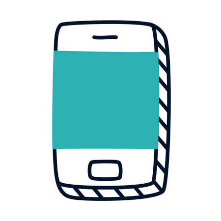smartphone device icon over white background, half line half color style, vector illustrationのイラスト素材