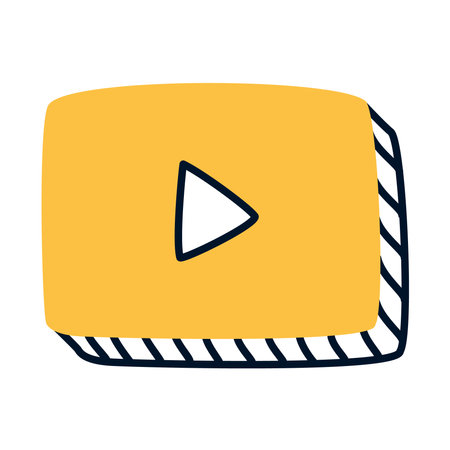 video player icon over white background, half line half color style, vector illustrationのイラスト素材