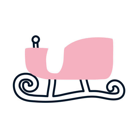 winter sled icon over white background, half line half color style, vector illustrationのイラスト素材