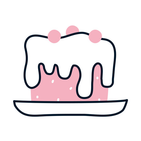 sweet cake icon over white background, half line half color style, vector illustrationのイラスト素材