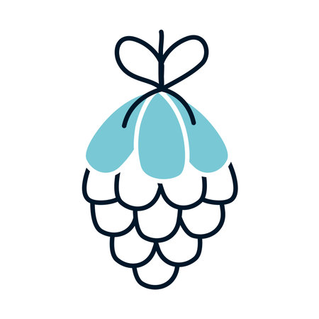 christmas concept, pine cone hanging icon over white background, half line half color style, vector illustrationのイラスト素材