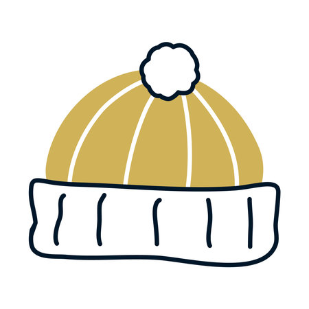 winter hat icon over white background, half line half color style, vector illustrationのイラスト素材