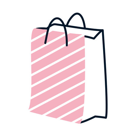 shopping bag icon over white background, half line half color style, vector illustrationのイラスト素材
