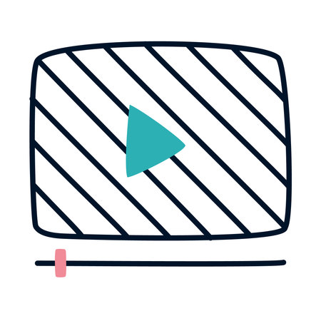 social video player icon over white background, half line half color style, vector illustrationのイラスト素材