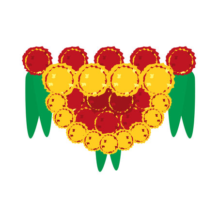 bhai dooj concept, decorative flowers pennant icon over white background, colorful design, vector illustrationのイラスト素材