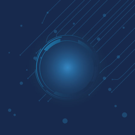 futuristic background and lines circuit electronics with round frame vector illustration designのイラスト素材