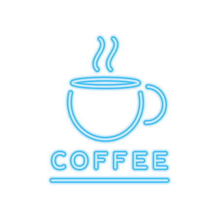 coffee neon sign icon over white background, vector illustrationのイラスト素材
