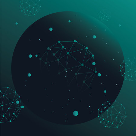 futuristic background green with molecules technology and polygonal shapes vector illustration designのイラスト素材