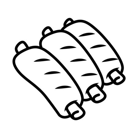 pork ribs icon over white background, line style, vector illustrationのイラスト素材