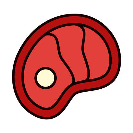 meat steak icon over white background, line and fill style, vector illustrationのイラスト素材