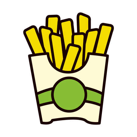 french fries icon over white background, line and fill style, vector illustrationのイラスト素材
