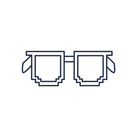 glasses with pixel frame, line style on white background vector illustration designのイラスト素材