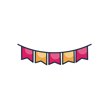 party pennants icon over white background, flat style, vector illustrationのイラスト素材