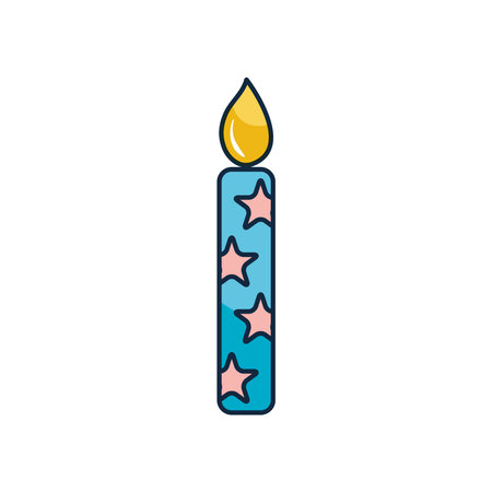 candle with stars design over white background, flat style, vector illustrationのイラスト素材