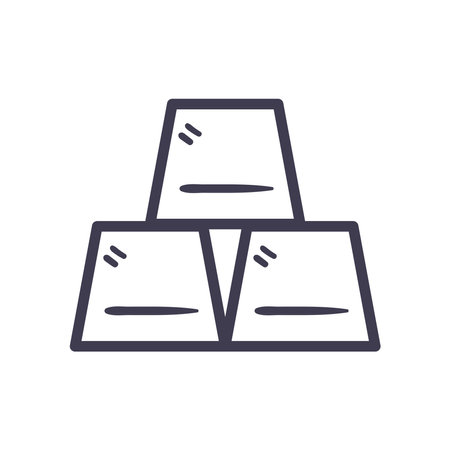 Gold bars line style icon of Block finance treasure and golden metal theme Vector illustrationのイラスト素材