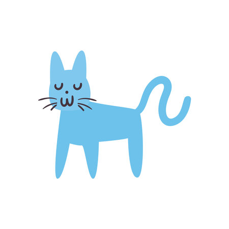 Cute cat cartoon daily sticker flat style icon design, Animal pet kitten domestic feline kitty mammal beautiful and portrait theme Vector illustrationのイラスト素材