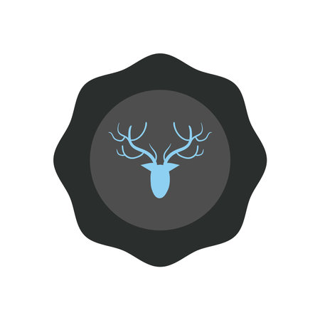 Hipster reindeer in seal stamp design, Style vintage retro fashion culture theme Vector illustrationのイラスト素材