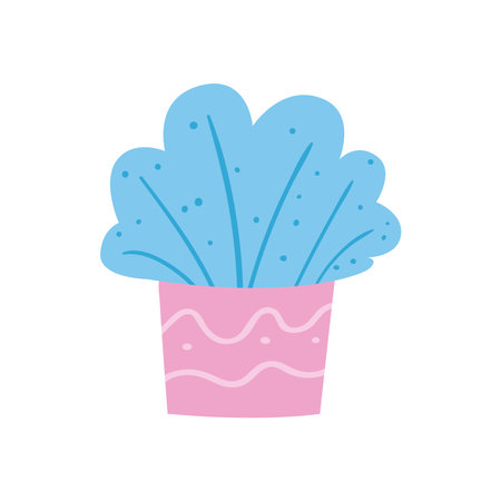 Plant inside pot daily sticker flat style icon design of Floral nature garden ornament botany decoration beauty and flora theme Vector illustrationのイラスト素材