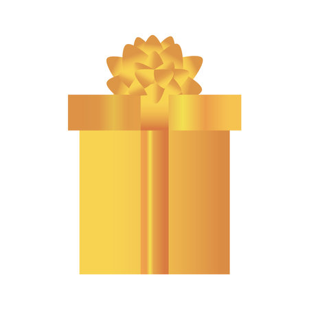 Gold gift with bowtie design, celebration birthday christmas theme Vector illustrationのイラスト素材