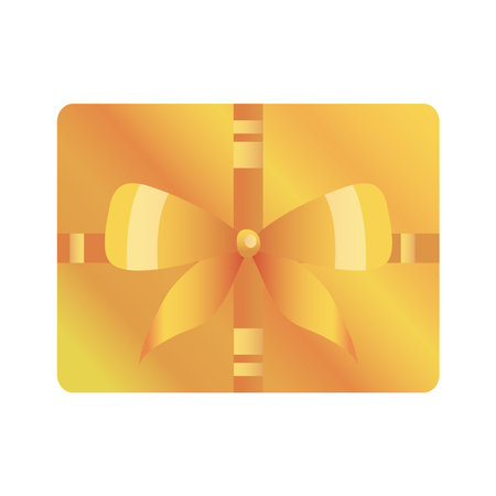 Gold gift with bowtie top view design, celebration birthday christmas theme Vector illustrationのイラスト素材