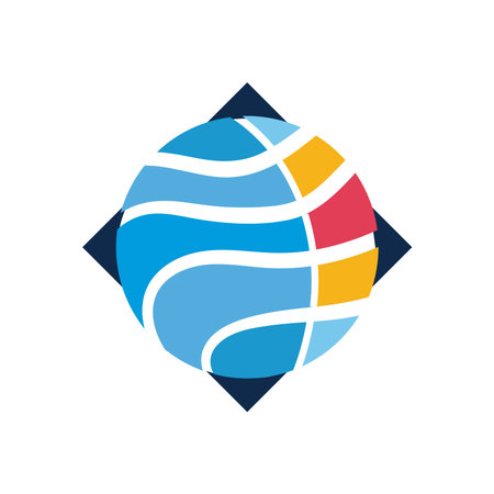 sign template round of colors over diamond frame, abstract creative symbol vector illustration designのイラスト素材