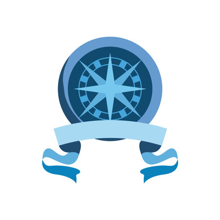 nautical compass with ribbon design sea ocean navigation travel underwater water and marine theme Vector illustrationのイラスト素材