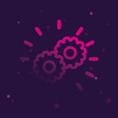 two gears gradient style icon design, construction work repair machine part technology industry and technical theme Vector illustrationのイラスト素材