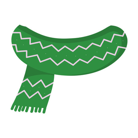 Winter green scarf icon design of Cloth season cold textile fashion warm accessory new year merry christmas and celebration theme Vector illustrationのイラスト素材
