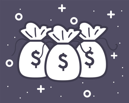 dollar bags line style icon of money financial business banking commerce and market theme Vector illustrationのイラスト素材