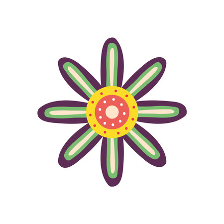 flower with colorful lines over white background, colorful design, vector illustrationのイラスト素材