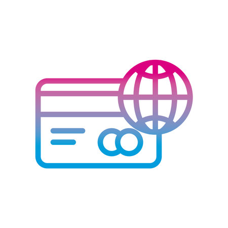 creidt card and global sphere gradient style icon of money financial business banking commerce and market theme Vector illustrationのイラスト素材