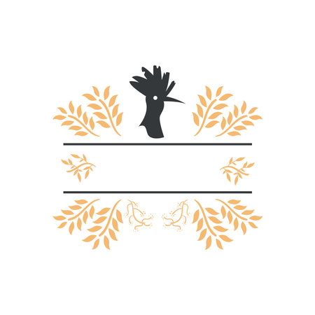 badge template with pheasant silhouette, vintage style emblem vector illustration designのイラスト素材
