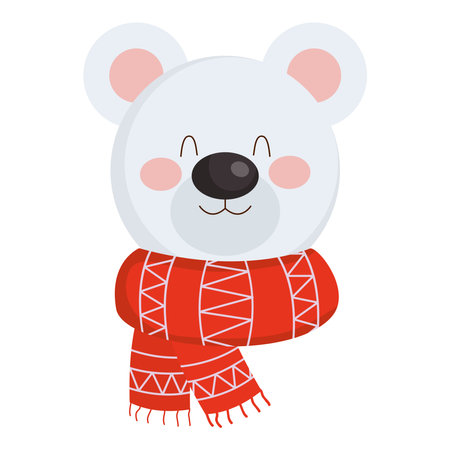 merry christmas bear cartoon design, winter season and decoration theme Vector illustrationのイラスト素材