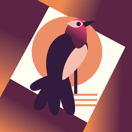 bird in square gradient design, Animal feather predator wildlife fight beak natural and latin america theme Vector illustrationのイラスト素材