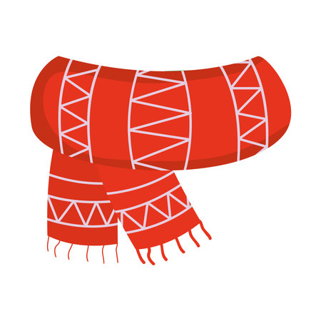 Winter scarf with zig zag style design of Cloth season cold textile fashion warm accessory new year merry christmas and celebration theme Vector illustrationのイラスト素材