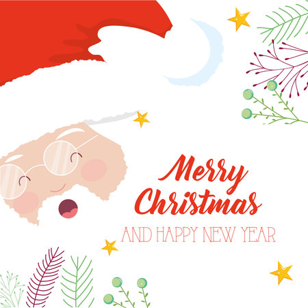 merry christmas and happy new year santa design, winter season and decoration theme Vector illustrationのイラスト素材