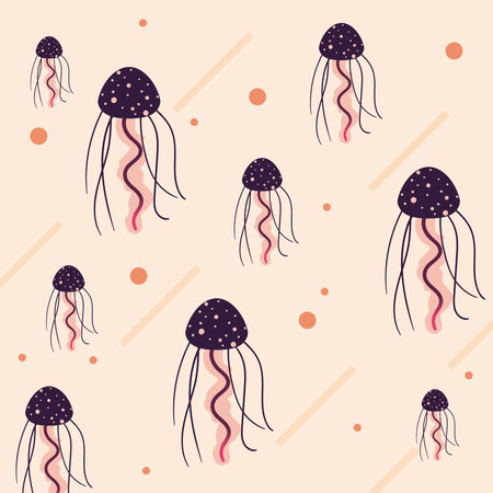 jellyfish animal background design Sea life ecosystem fauna and ocean theme Vector illustrationのイラスト素材
