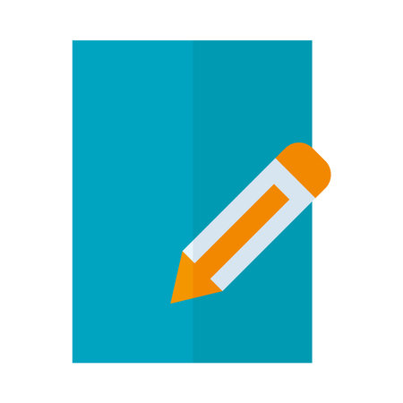 paper and pencil icon over white background, flat style, vector illustrationのイラスト素材