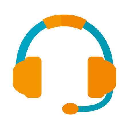 headset with microphone over white background, flat style, vector illustrationのイラスト素材