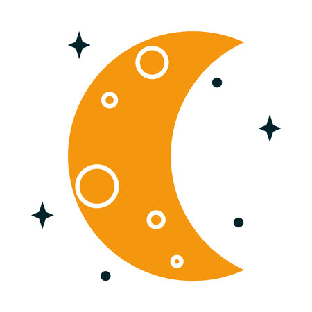 half moon icon over white background, half line half color style, vector illustrationのイラスト素材