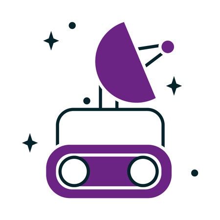 Space exploration icon over white background, half line half color style, vector illustrationのイラスト素材