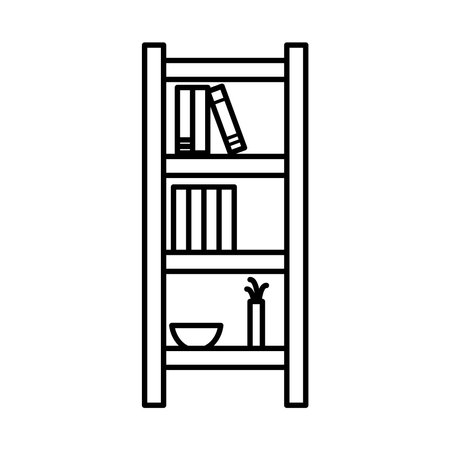 bookshelf icon over white background, line style, vector illustrationのイラスト素材