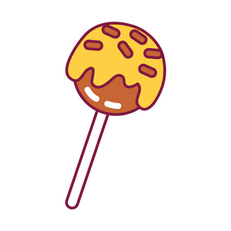 cake pop icon over white background, line and fill style, vector illustrationのイラスト素材