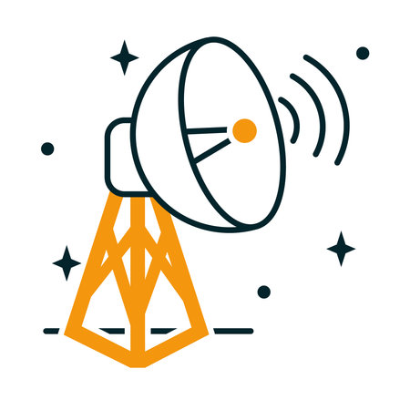 satellite dish icon over white background, half line half color style, vector illustrationのイラスト素材